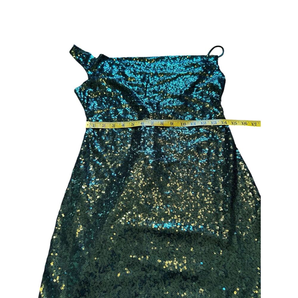 The Vintage Shop Green Sequined One Shoulder Dress - Size L - Picture 6 of 14